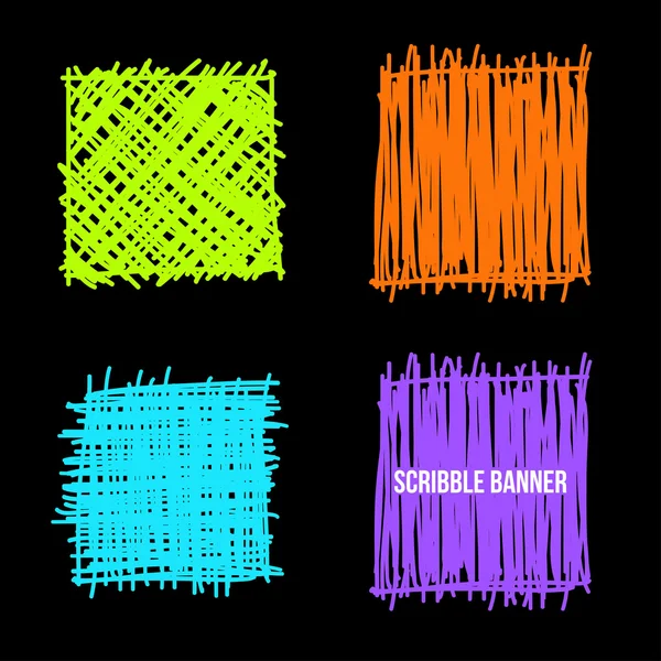 Doodle Scribbles Squares conjunto — Vetor de Stock