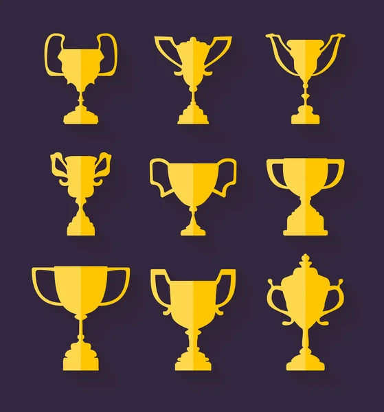 Award Cups Icons Set — Stockvector