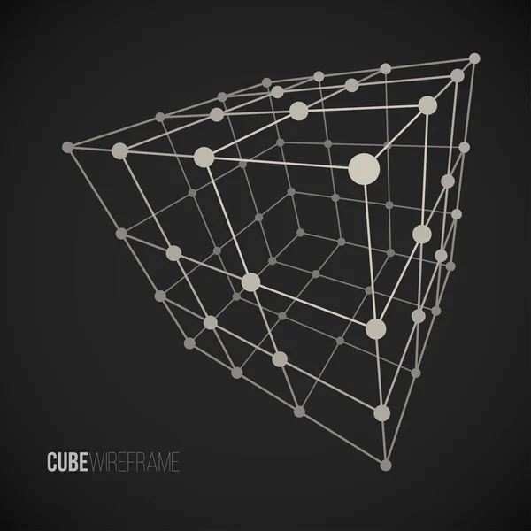 Cubo de malla Wireframe — Archivo Imágenes Vectoriales