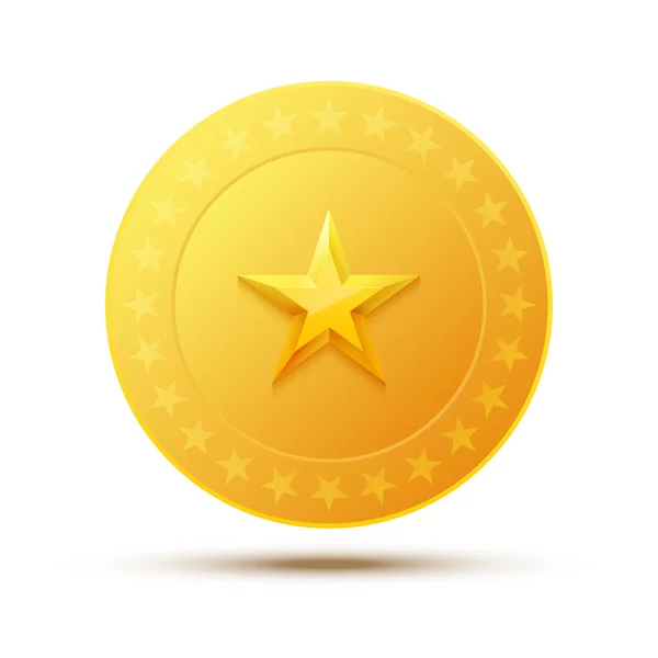 Χρυσό νόμισμα με αστέρι — Διανυσματικό Αρχείο