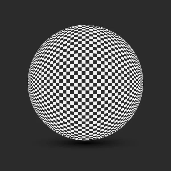 Sphère à carreaux noir et blanc — Image vectorielle