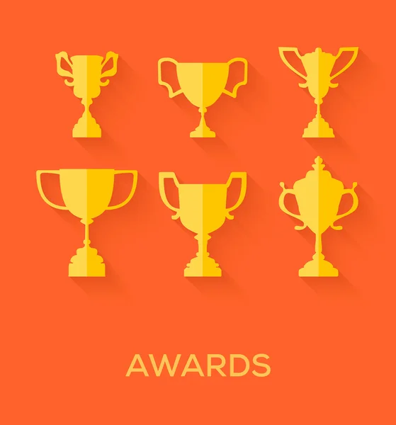 Award Cups Icons Set — Stockvector