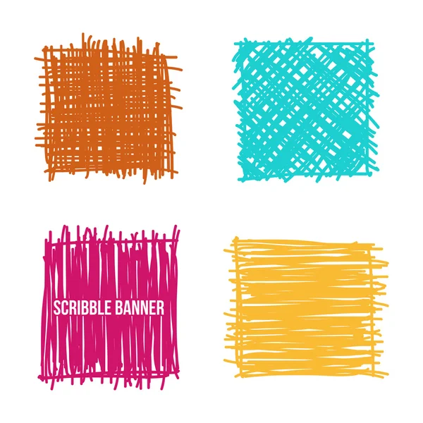 Doodle Scribbles Squares conjunto — Vetor de Stock