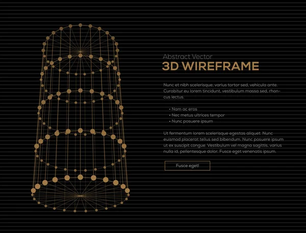 Cilindro de malla Wireframe — Vector de stock