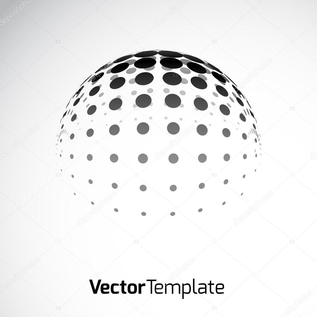 Halftone Sphere. Halftone Design Element. Abstract Globe Logo Template. Vector Illustration.