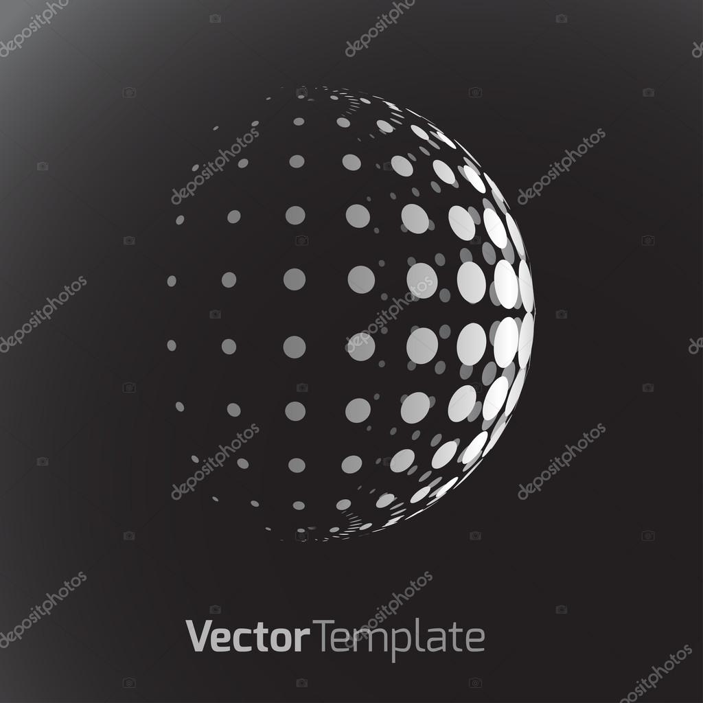 Halftone Sphere. Halftone Design Element. Abstract Globe Logo Template. Vector Illustration.