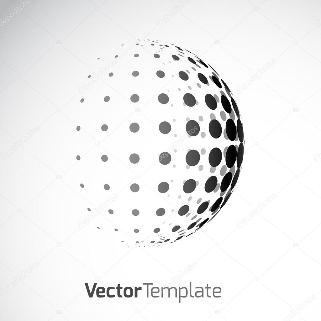 Halftone Sphere. Halftone Design Element. Abstract Globe Logo Template. Vector Illustration.