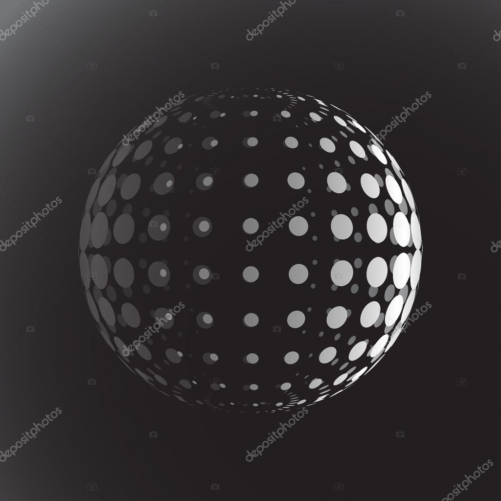 Halftone Sphere. Halftone Design Element. Abstract Globe Logo Template. Vector Illustration.