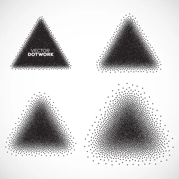 Abstract Dotwork driehoeken instellen — Stockvector