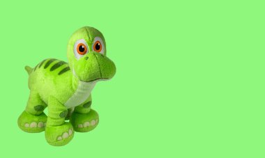 Brontosaurus plush toy Isolated on green background clipart