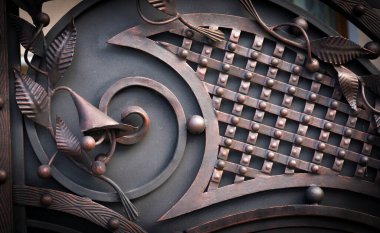 Ayrıntılar, yapı ve süsler, demir kapılar... Metalden yapılmış çiçek süsü..