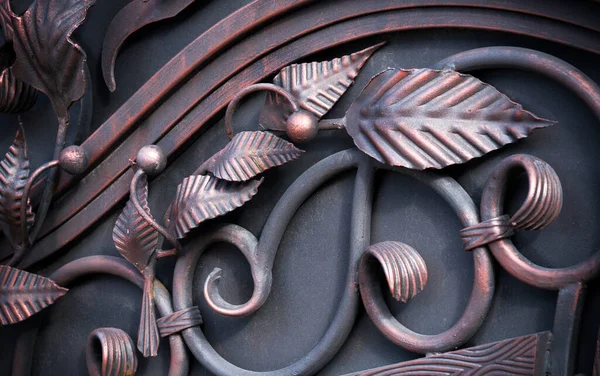 Красивые Кованые Листья Металлических Воротах — стоковое фото