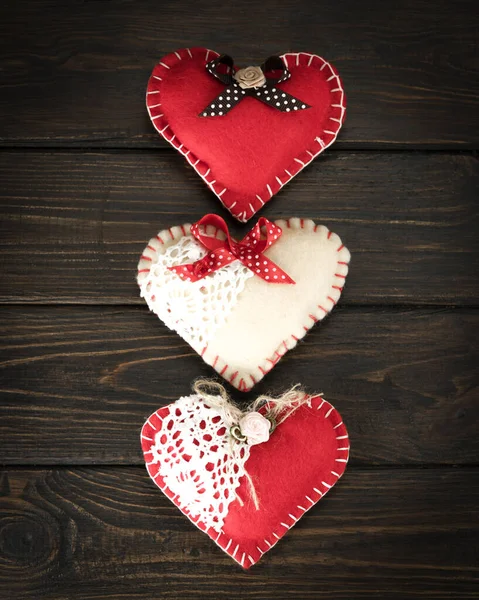 Día San Valentín Fondo Con Corazones Sobre Fondo Madera — Foto de Stock