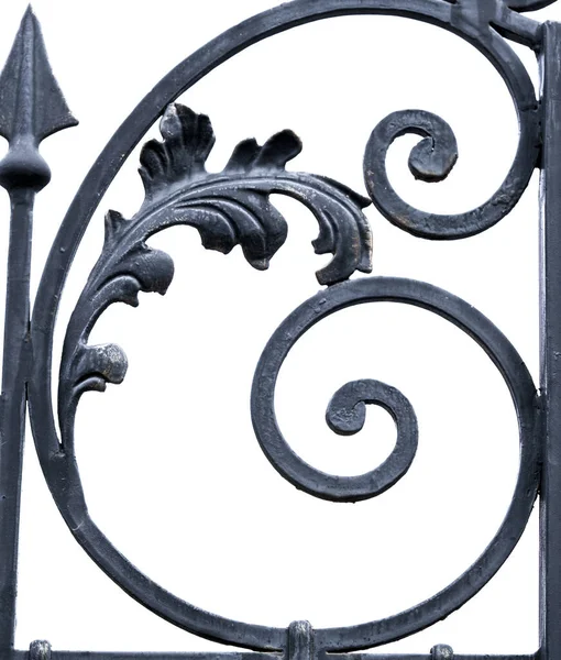 Ornament Forged Iron Fence Isolated White Background — Stock Photo, Image