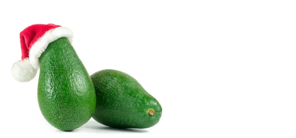 Två Gröna Avokado Närbild Vit Bakgrund — Stockfoto