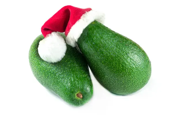 Två Gröna Avokado Närbild Vit Bakgrund — Stockfoto