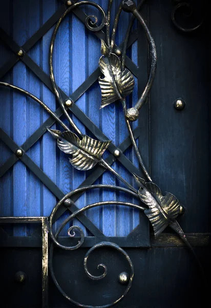 Красива Прикраса Кованих Металевих Дверей — стокове фото