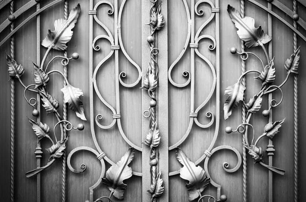 Hermosas Hojas Forjadas Una Puerta Metal —  Fotos de Stock