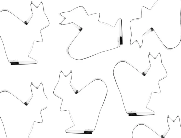 Metal Cookie Cutter Shape Squirrel Form Cutting Dough White Background — Stock Photo, Image