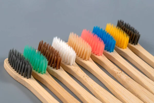 Set Ecology Toothbrush Grey Background — Stock Photo, Image