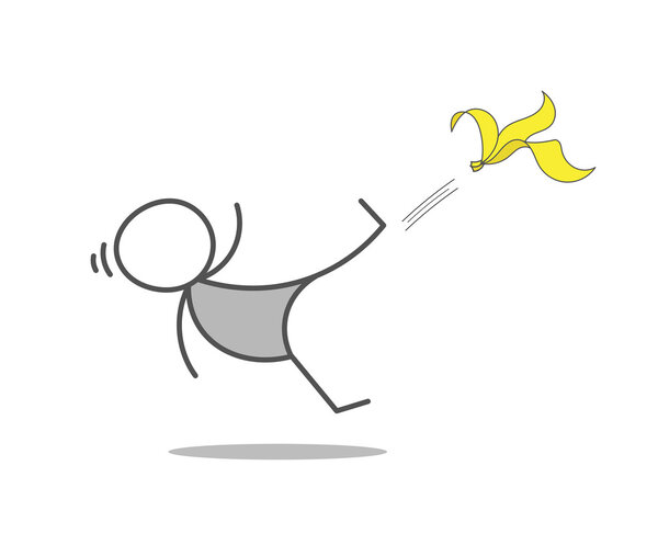 Stickman Slips On Banana Peel.