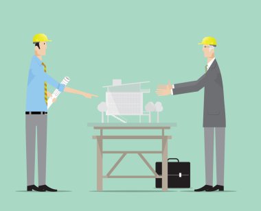 Mimar mimari model kurma hakkında tartışıyor.