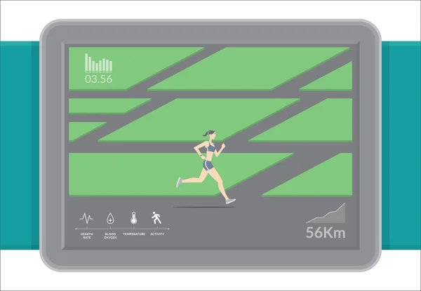 Technologie Smartwatch avec applications de suivi de fitness sportif . — Image vectorielle