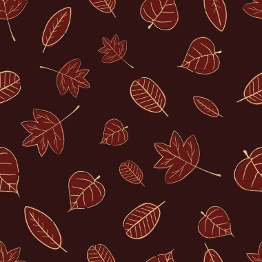 Vintage Dikişsiz sonbahar yaprakları desen.