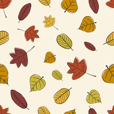 Vintage Dikişsiz sonbahar yaprakları desen.