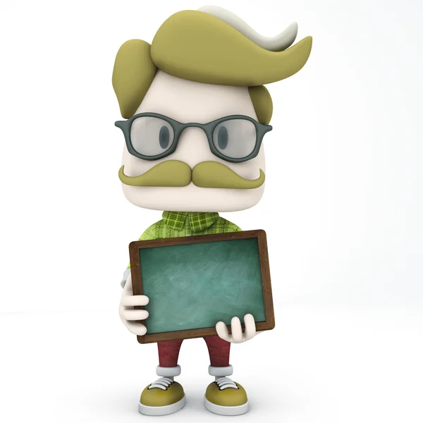 Hipster Man with Chalkboard — Stock Photo, Image