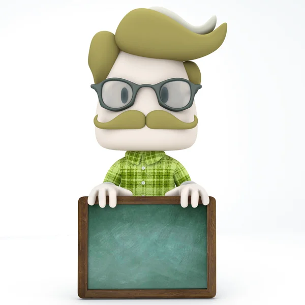 Hipster Man Holding Chalkboard — Stock Photo, Image