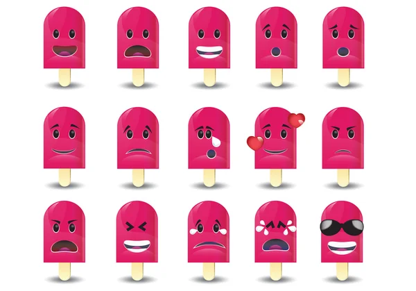 Zestaw ikon Popsicles: różne emocje — Wektor stockowy