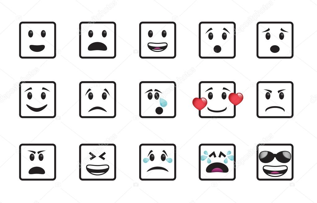 Set of smiley square icons