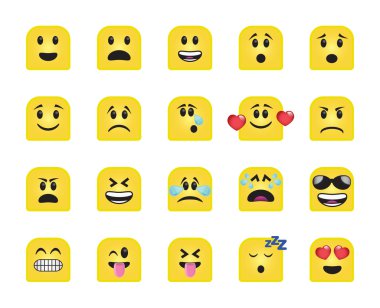 Sarı oluklu kare simge kümesi