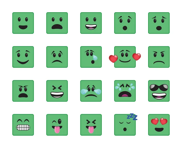 Conjunto de ícones quadrados verdes — Fotografia de Stock