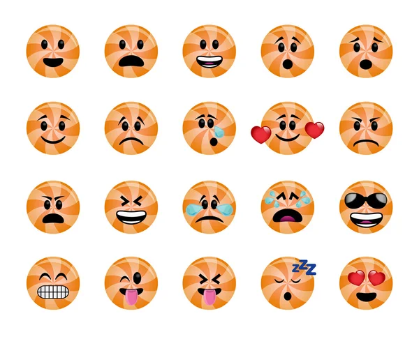 Set of orange lollipop icons — Stock Vector