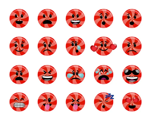 Set van rode lolly pictogrammen — Stockvector