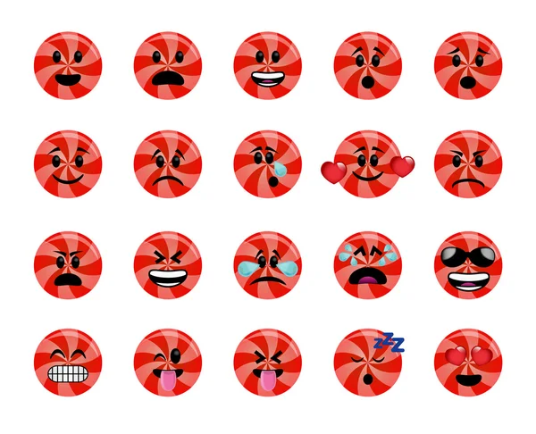 Set van rode lolly pictogrammen — Stockfoto