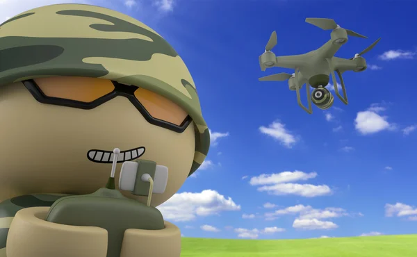 Mini soldier with drone. — Stock Photo, Image