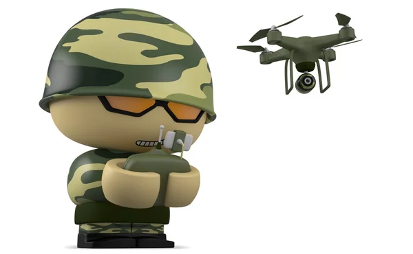 Mini soldat med drone. — Stockfoto