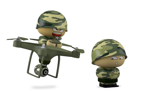 Mini soldier with drone. — Stock Photo, Image