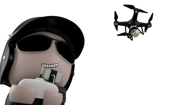 Policeman with drone. — Stock Photo, Image