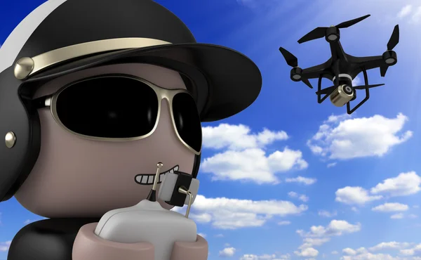 Polizist mit Drohne. — Stockfoto