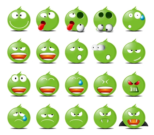 Set di emoticon verdi — Vettoriale Stock