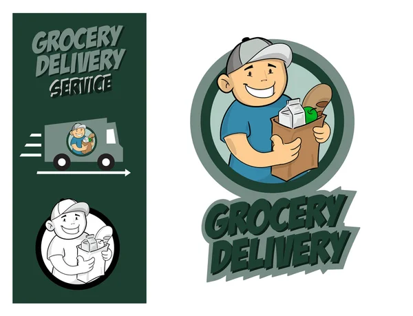 Élelmiszerbolt szállítási szolgáltatás fogalma. — Stock Vector