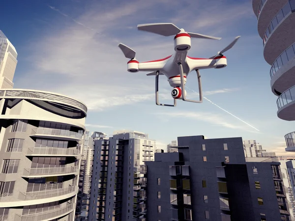 Drone flyger för flygfotografering eller videofilmning — Stockfoto