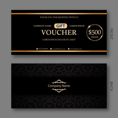 Zarif hediye çeki şablon Damask desenli.