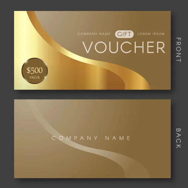 Elegant Golden Gift Voucher sjabloon. — Stockvector