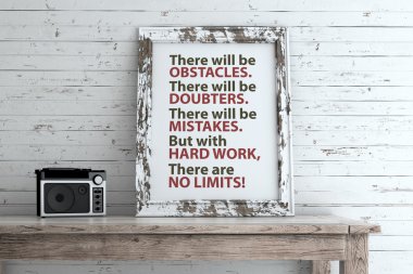 Resim çerçevesi üzerinde ilham alıntı.