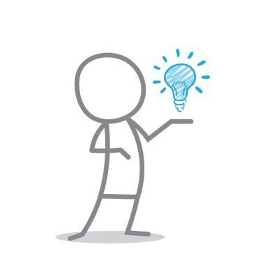 Doodle adam fikir simgesiyle.